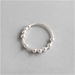 Breloques Style simple véritable 925 Sterling Sier chaîne géométrique perles anneaux pour femmes bijoux fins cadeaux d'anniversaire étudiant livraison directe Dhrrc
