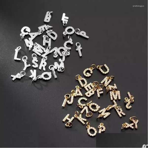 Charms Sólido 925 Sterling Sier Beads Charm Pendant Letter Az 26 Collar Joyería Regalo Fabricantes Venta al por mayor Drop Delivery Dh8Nb