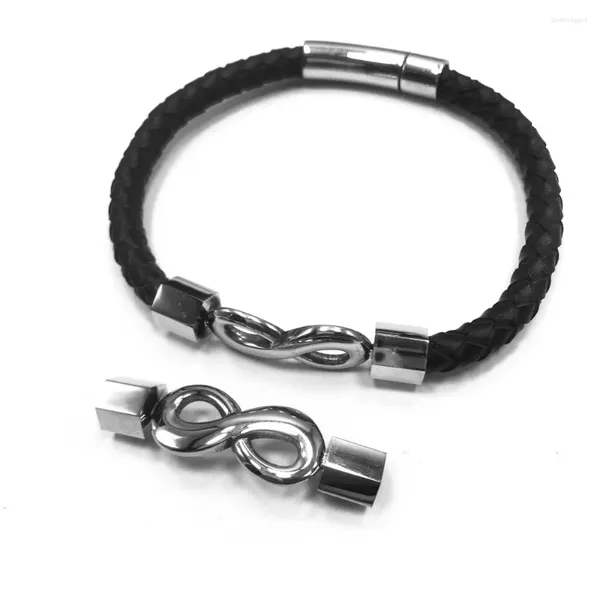 Conectores de acero inoxidable con dijes, nudo infinito, conexión de cuero de 6mm para pulsera DIY, accesorios para fabricación de joyas