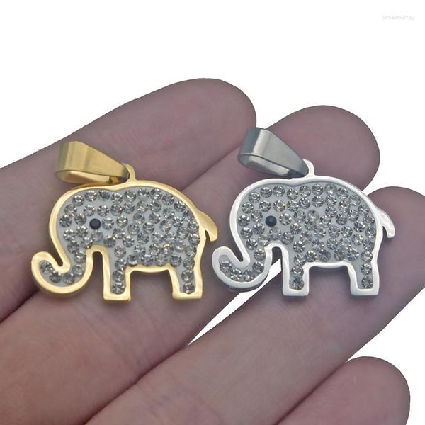 Dijes colgantes de cristal de acero inoxidable collar de dijes gargantilla para mujer hallazgos de joyería cadena de elefante regalos del Día de San Valentín