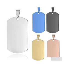 Breloques En Acier Inoxydable Pendentif Charme Personnalisé Gravé Bijoux Plaqué Or Blanc Dog Tag Militaire Pour Collier Porte-clés Diy Pol Ottjy