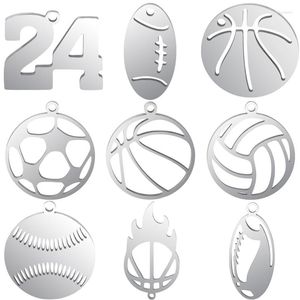 Charms roestvrij staal sportstijlen voetbalbasketbal volleybal atletiek nummer 24 hanger voor kettingen armband sieraden