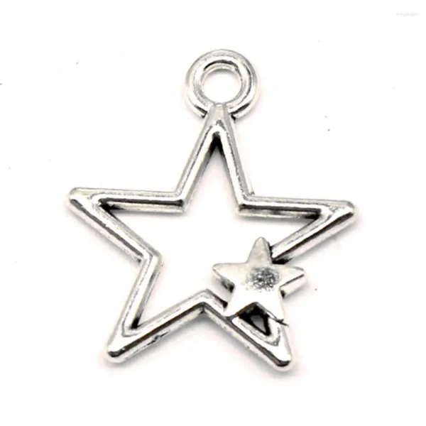 Charms Star Pendant Handmade Kids Jewelry Wholesale 22x26mm 10pcs Antique Silver Couleur