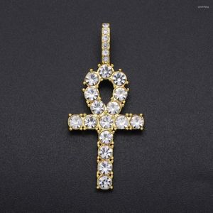 Dijes estilo CZ Rhinestone Hip Hop Cruz colgantes para DIY joyería hacer Rock collar 21,5 48mm