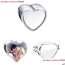 Charms Sublimation Blank Heart Po Bead Metal Slider Big Hole 5Mm Europese Charms Transfer Printing Materiaal Valentijnsdag Geschenken Dro Dhwg6