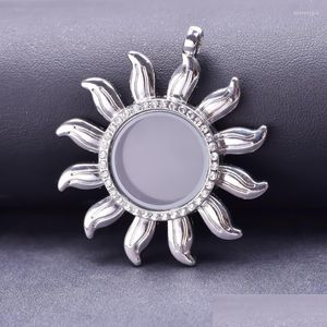 Dijes colgante de cristal de sol medallón aleación de diamantes de imitación medallones flotantes que se pueden abrir para la fabricación de joyas collar de moda entrega de gota 2 Duq