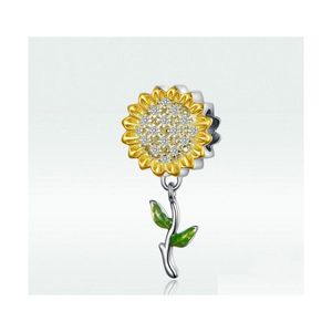 Encantos Colgante de girasol Encanto para niñas Diy Joyería Fit Pandora Pulsera Oro y rosa plateado Genuino 925 Sterling Sier 111C3 Drop Dhewu