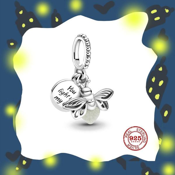 Charms The 925 Sterling Sier Dark Glowing Fireflies Suspensión Los granos colgantes son adecuados para pulseras de dijes primitivos Diy Pandora Dhcig