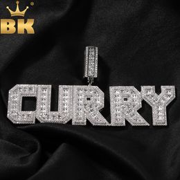 Charms The Bling King Custom Bold Baguettecz Letters Pense Haded Out Square Bling Cubic Zirconia Nombre Collar Hiphop Rapper Joyería 230815