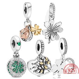 Charms The Ly 100 925 Sterling Sier Garden Series Of Lucky Four Leaf Pendant Charm es adecuado para Ms Pandoras Bracelet Fashion Drop Dhspk