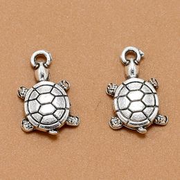 Charms schildpad schildpad zee antieke hangers, vintage Tibetaanse zilveren sieraden, diy sieraden accessoires voor armband ketting 22x11mm