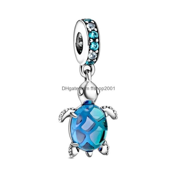 Charms Trendy 925 Sterling Sier Blue Murano Glass Ocean Mermaid Wine Beads para la fabricación de joyas Colgante Perfect Original Charm Pandora Dholv