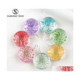 Charms trendy handgemaakte gedroogde bloemen hanger sier charme voor ketting diy highgrade colorf glazen hoepel accessoires sieraden druppel dha9e