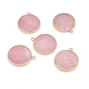 Charms trendy natuursteen hanger rozenkwarts roze kristallen hangers voor sieraden waardoor doe -het -zelf kettingaccessoires laten vallen dhbc9