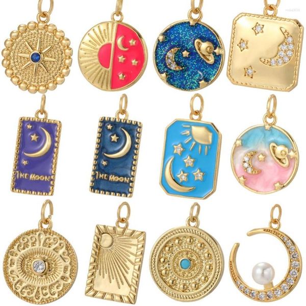 Dijes de pavo, ojo azul malvado, sol, Luna, estrella para la fabricación de joyas, Color dorado, pendientes Diy, pulsera, collar, artículos al por mayor