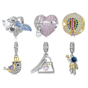 Charms Saint valentin cadeau breloques 925 argent queue de sirène Bouquet anneau Rose talons pendentif ajustement Original JIUHAO Bracelet bijoux à bricoler soi-même 230506