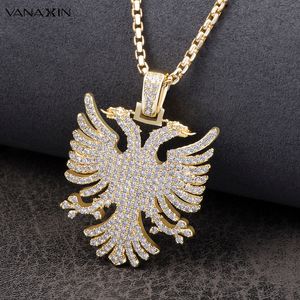 Charmes VANAXIN Iced Out Pendentif Albanais Aigle hip hop pendentif CollierCZ Zircon Folk Style National Bijoux Cadeau 230613