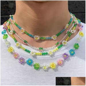 Charms Vedawas Ins Sweet Daisy Flower Collar para mujer Korean Cute Romantic Beads Clavicle Summer Jewelry Girlfriend Giftsch Dh1Ri