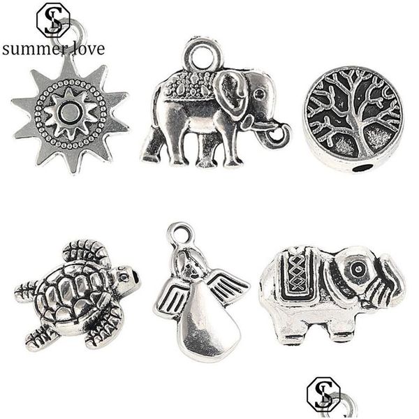 Charms Vintage Charm Love Antique Sier Color Elephent Angle Heart Joyas Hallazgos Diy Sunshine Pendant Accessoriesz Drop De Dhgarden Dhevz