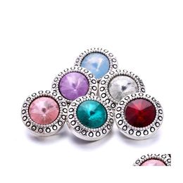 Charmes Vintage Sier Couleur Bouton Pression Rond Femmes Résultats De Bijoux Strass 18Mm Boutons Pression En Métal Bracelet À Bricoler Soi-Même Bijoux Goutte D Dhaze