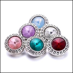 Charms Vintage Sier Couleur Bouton Pression Charmes Ronds Femmes Bijoux Résultats Strass 18Mm Métal Snaps Boutons Diy Bracel Dhseller2010 Dhfrl