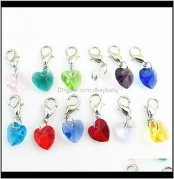 Charmes entiers entiers 12 mois Crystal Stone Birth Floating Sangle Charm pour Diy Sier Lobster fermoir Pendant 120pcslot SJFDV E5113811