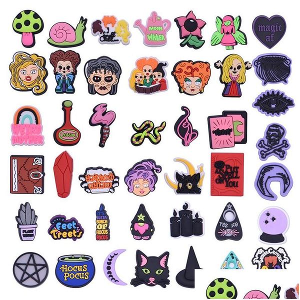 Charmes En Gros 1000pcs Halloween Sorcière Clog Jibitz 2D Souple PVC Accessoires De Chaussures Pins Faveurs De Fête Charme Livraison Bijoux Trouver Dhtrr