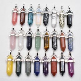 Charms Groothandel 24pcslot hoge kwaliteit diverse natuursteen gemengde pijler charmes chakra Hangers kettingen voor het maken van gratis 230607