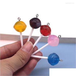 Charms Groothandel 30/50/100Pcs 3D Lollipop Hars Bk Planet Lollipops Snoep Hanger Voor Oorbel Sleutelhanger Diy Sieraden Maken Drop Leveren Dh49W