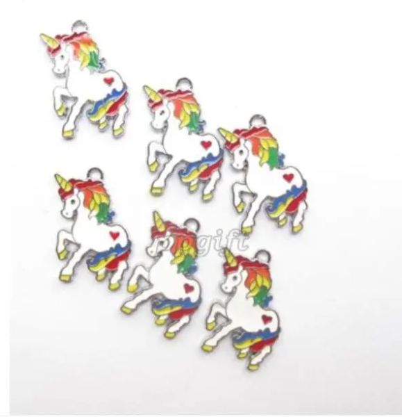 Charms en gros 40pcs populaires blanc Unicorn Metal Charm Pendant Pendard Diy Collier Bijoux