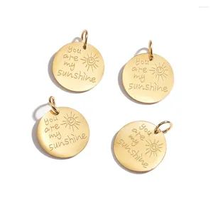 Breloques en acier inoxydable, couleur or, pendentifs You Are My Sunshine, pour bricolage, accessoires de fabrication de bijoux, vente en gros, 5 pièces/lot