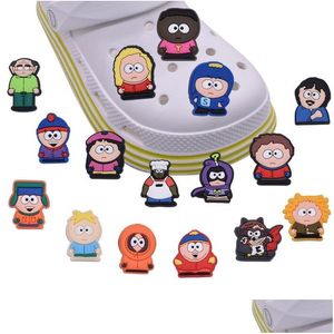 Charms Gros Souvenirs d'enfance Personnages du Parc du Sud Cadeau drôle Accessoires de chaussures de dessin animé PVC Décoration Boucle Caoutchouc souple C Dhbbn