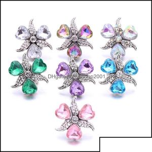 Encantos Venta al por mayor Crystal Heart Sier Color Botón a presión Mujeres Joyería Hallazgos Rhinestone 18 mm Metal Snaps Botones DIY Brace Ffshop200 DHJLD