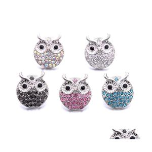Encantos al por mayor Crystal Sier Color Owl Snap Button Mujeres Joyas Hallazgos Rhinestone 18Mm Metal Snaps Botones Diy Pulsera Drop Del Dhr8G