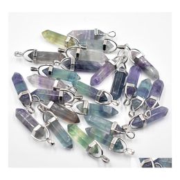 Charmes En Gros De Mode Pierre De Fluorite Naturelle Pilier Point Chakra Pendentifs Pour La Fabrication De Bijoux Drop Delivery Résultats Composants Dh89X