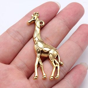 Breloques en gros porte-clés girafe fournitures de fabrication de bijoux 4 pièces couleur or Antique