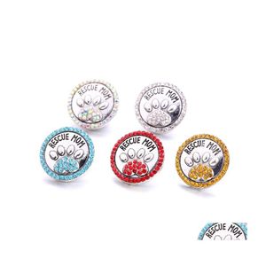 Charmes En Gros Sauvetage Maman Patte Snap Bouton Pet Aimé Bijoux Résultats Perles De Cristal Strass 18Mm Métal Snaps Boutons Diy Bracele Dh5K4