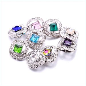 Encantos al por mayor Botón a presión Charms Hallazgos de joyería Crystal Rhinestone 18 mm Metal Snaps Botones DIY Pulsera Joyería Gota Entregar Dhlcu