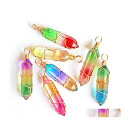 Charms Wire Wrap Couleur Grad Verre Cristal Hexagone Pendentifs Pour DIY Boucles D'oreilles Collier Fabrication De Bijoux Drop Livraison Résultats Composant Dhr3G