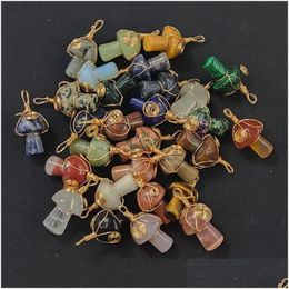 Charms Wire Wrap Paddestoel Natuursteen Quartz Crystal Hanger Voor Kettingen Sieraden Maken Drop Delivery Bevindingen Componenten Dhmjy