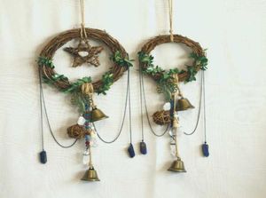 Charms Witch Door Bell Mini Broom Raw Crystal Protector Witchcraft Decoration Altar Magic Celtic Crafts Hanger Gift378294444