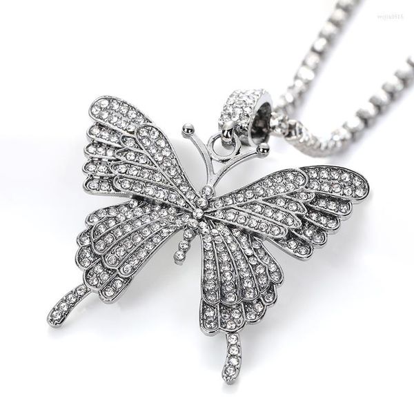 Dijes mujer tendencia mariposa colgantes collar grandes animales de moda Rhinestone joyería de moda regalo al por mayor