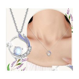 Charms Womens Pendentif Colliers Clavicule Chaîne Collier Bijoux Cadeau Réglable Style Chinois Moonstone Eig88Charms Drop Delivery Otb4K