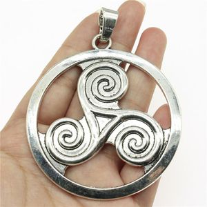 Charmes wysiwyg 1pcs 85x67mm triple spirale pour bijoux faisant des accessoires de pendentif de charme de couleur de couleur argentée antique