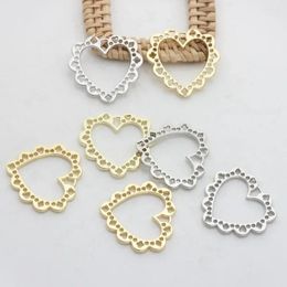 Charms WZNB 10 pièces cadre de coeurs en alliage avec pendentif en losange géométrique pour bricolage boucles d'oreilles collier fabrication de bijoux accessoires faits à la main