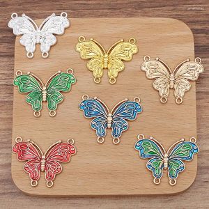 Charmes WZNB 10 pièces papillon en émail avec connecteur de pendentif en alliage de papillon à 4 trous pour la fabrication de bijoux collier à faire soi-même accessoires fournitures