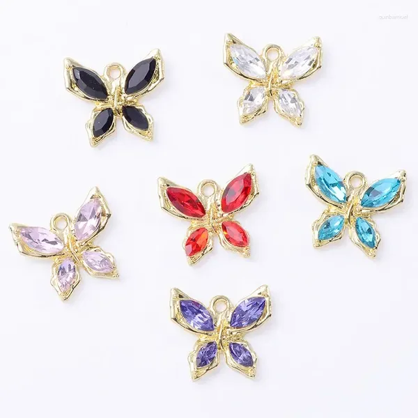 Charms WZNB 10 pcs/lot cristal papillon papillon pendentif en alliage pour la fabrication de bijoux bricolage artisanat boucle d'oreille collier accessoires en gros