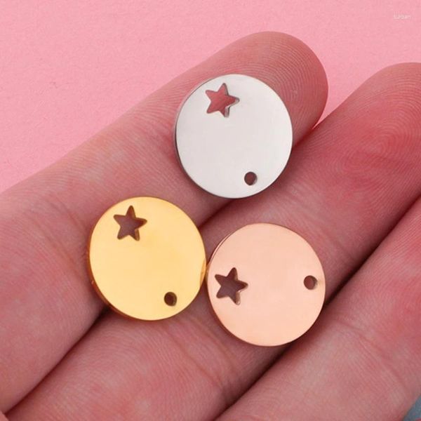 Charmes WZNB 5 pièces étoiles cadre Chamrs rond estampage blanc pendentif en acier inoxydable pour la fabrication de bijoux collier fait main bricolage accessoires