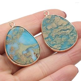 Charms Yachu Pure Natural Stone Pendant Blue Ocean Mine Fat Drop voor het maken van doe -het -zelf kettingaccessoires maat 21x35mm geschenken