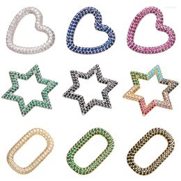 Charms ZHUKOU 1 STKS CZ Kristal Hart/ster/rechthoek Hanger Sieraden Maken Benodigdheden Voor Vrouwen DIY Ketting Accessoires Model: VD683